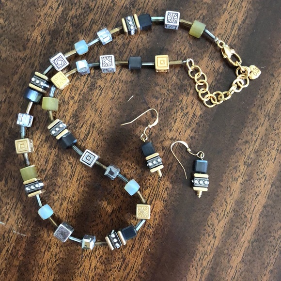 Rare and retired Brighton SILENT CODE choker necklace and earrings - Picture 4 of 9